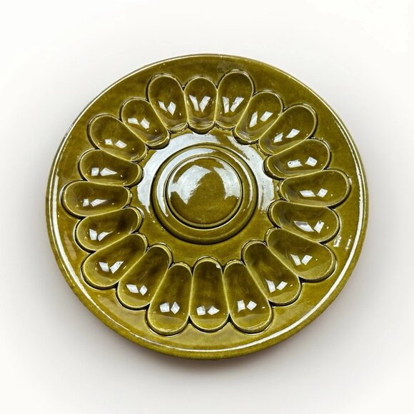 Vintage California Pottery 1970's MCM Deviled Egg Platter 624 630 USA - Picture 1 of 12